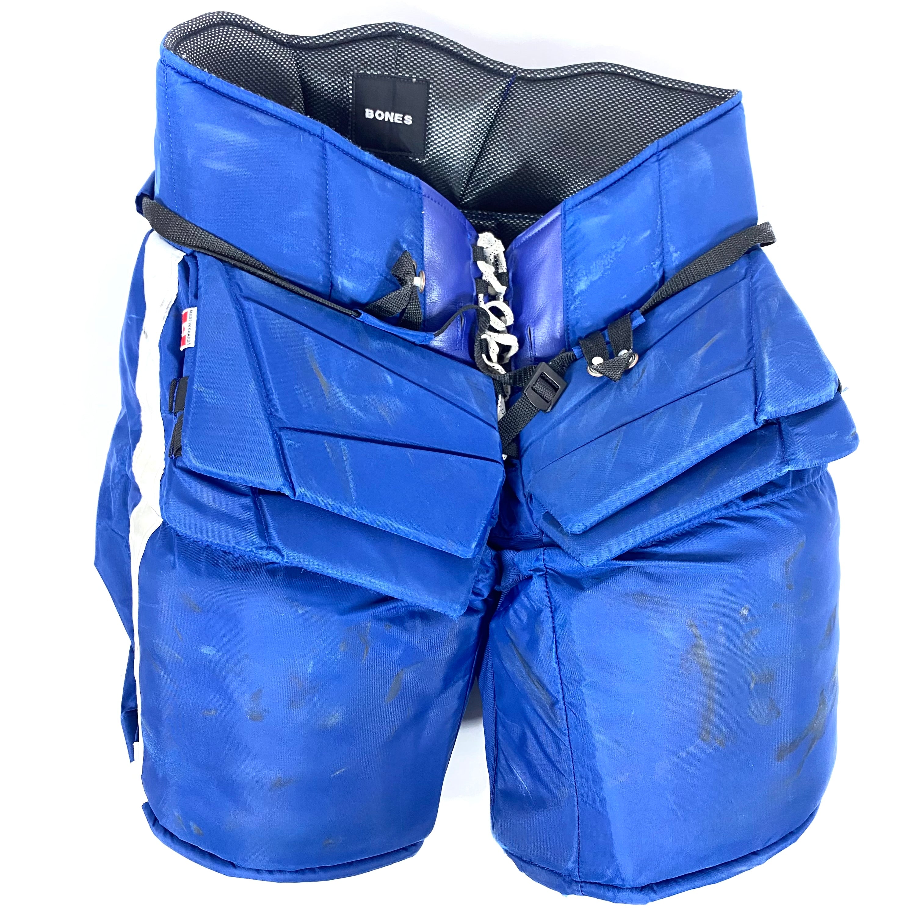 Pantalon de gardien de but Vaughn Pro Custom d'occasion de la LNH – Martin Jones (bleu/blanc)